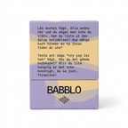 Baksidan av Babblo med reglerna